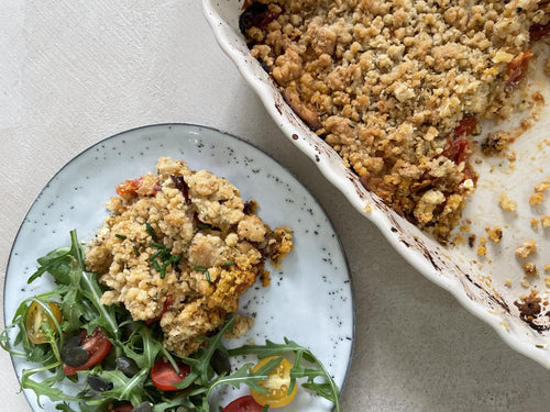 Recette de Crumble Tomate et Chèvre par Maxime Mességué